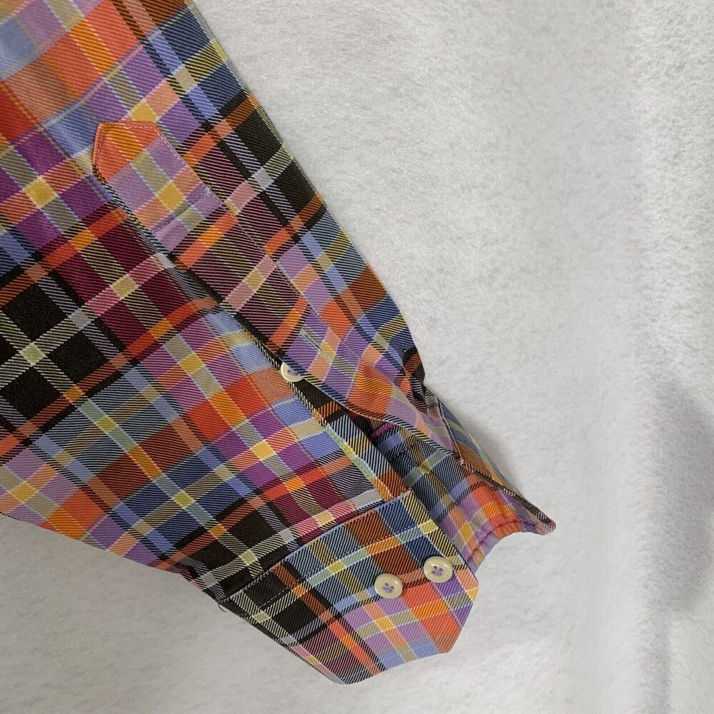 Peter Millar Shirt Men L Tartan Plaid 100% Cotton Multicolor Sport Luxury Preppy - Picture 11 of 14